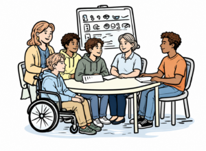 High School kids around a table